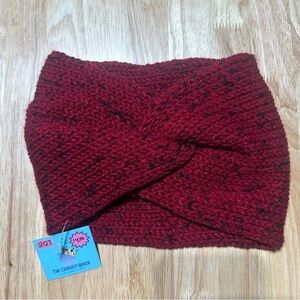 Handmade Red Tweed Knitted Earwarmer